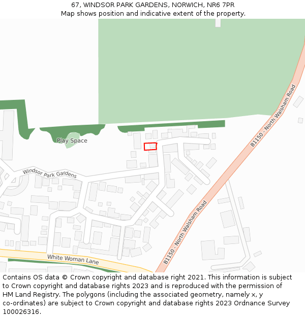 67, WINDSOR PARK GARDENS, NORWICH, NR6 7PR: Location map and indicative extent of plot