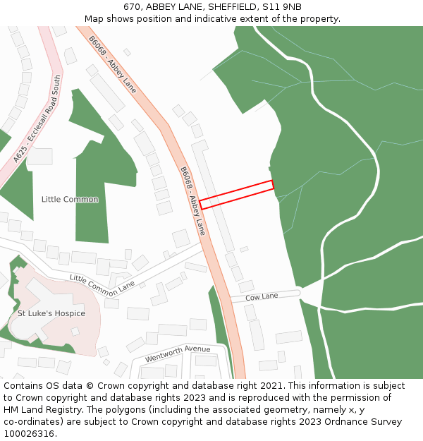 670, ABBEY LANE, SHEFFIELD, S11 9NB: Location map and indicative extent of plot