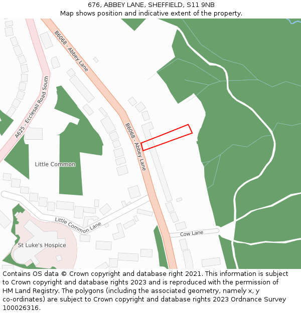 676, ABBEY LANE, SHEFFIELD, S11 9NB: Location map and indicative extent of plot