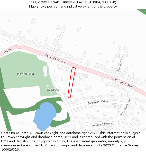 677, GOWER ROAD, UPPER KILLAY, SWANSEA, SA2 7HQ: Location map and indicative extent of plot