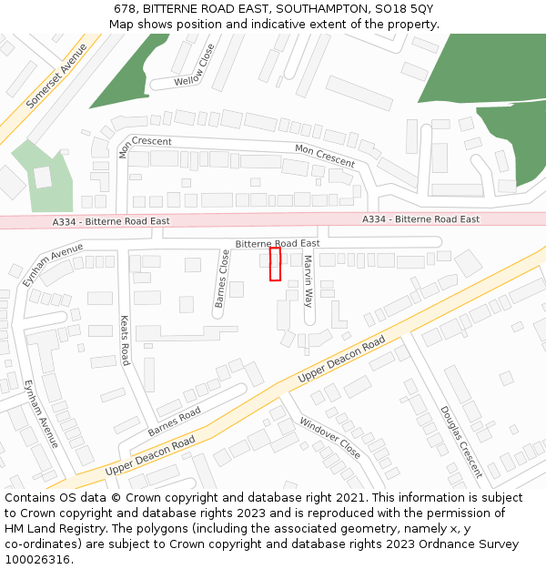 678, BITTERNE ROAD EAST, SOUTHAMPTON, SO18 5QY: Location map and indicative extent of plot