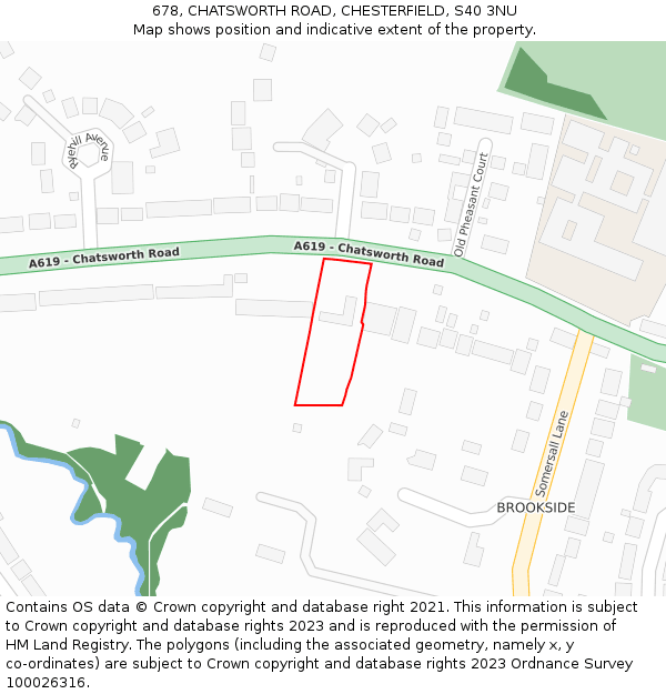 678, CHATSWORTH ROAD, CHESTERFIELD, S40 3NU: Location map and indicative extent of plot