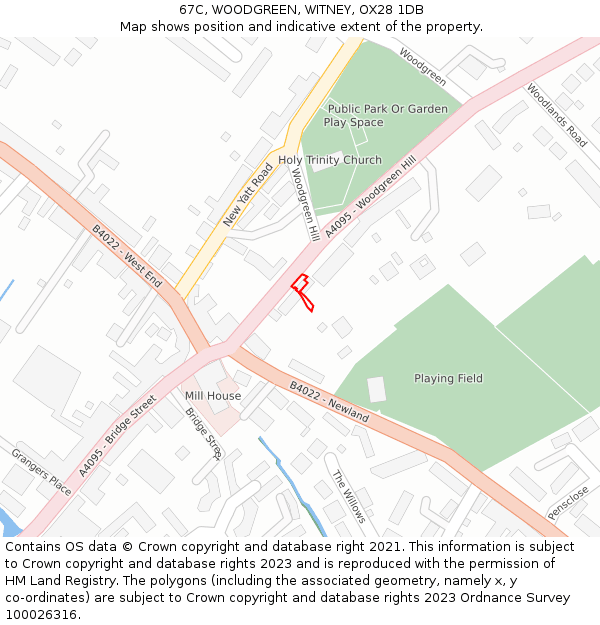 67C, WOODGREEN, WITNEY, OX28 1DB: Location map and indicative extent of plot