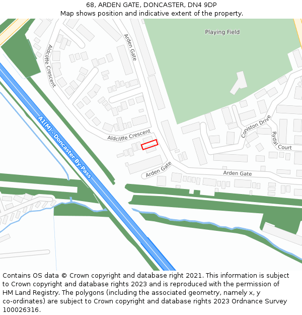 68, ARDEN GATE, DONCASTER, DN4 9DP: Location map and indicative extent of plot