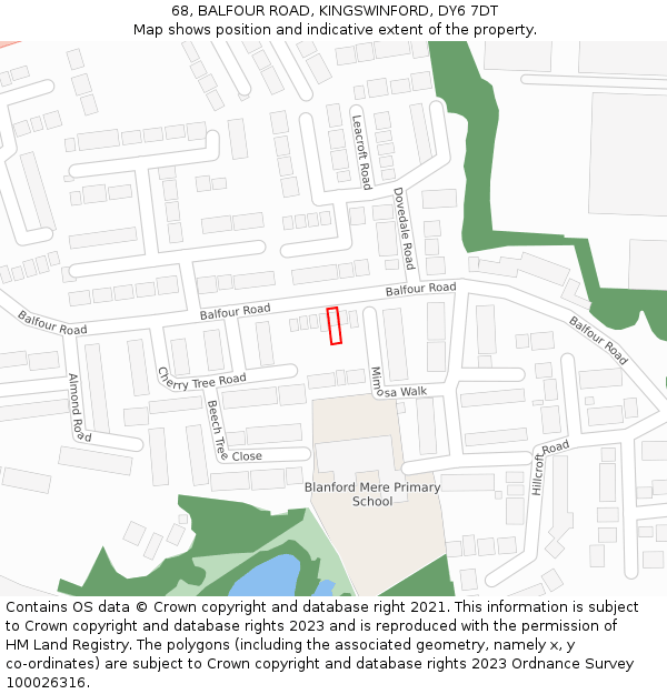 68, BALFOUR ROAD, KINGSWINFORD, DY6 7DT: Location map and indicative extent of plot