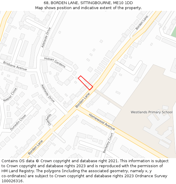 68, BORDEN LANE, SITTINGBOURNE, ME10 1DD: Location map and indicative extent of plot