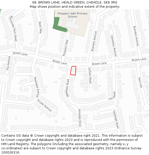 68, BROWN LANE, HEALD GREEN, CHEADLE, SK8 3RG: Location map and indicative extent of plot