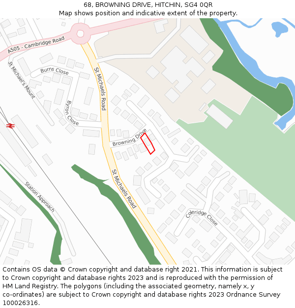 68, BROWNING DRIVE, HITCHIN, SG4 0QR: Location map and indicative extent of plot