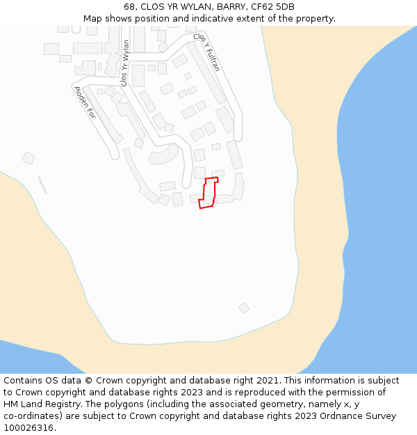 68, CLOS YR WYLAN, BARRY, CF62 5DB: Location map and indicative extent of plot