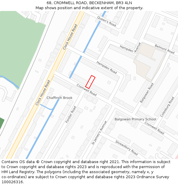 68, CROMWELL ROAD, BECKENHAM, BR3 4LN: Location map and indicative extent of plot