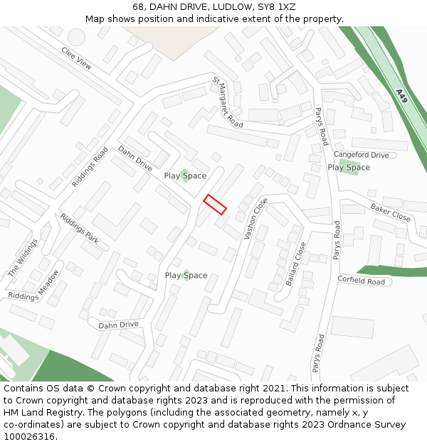 68, DAHN DRIVE, LUDLOW, SY8 1XZ: Location map and indicative extent of plot