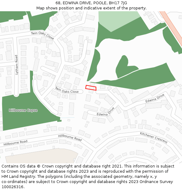 68, EDWINA DRIVE, POOLE, BH17 7JG: Location map and indicative extent of plot