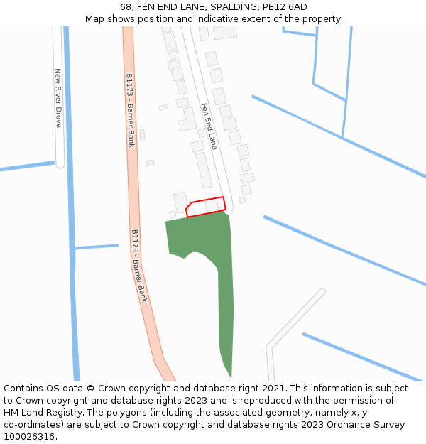 68, FEN END LANE, SPALDING, PE12 6AD: Location map and indicative extent of plot