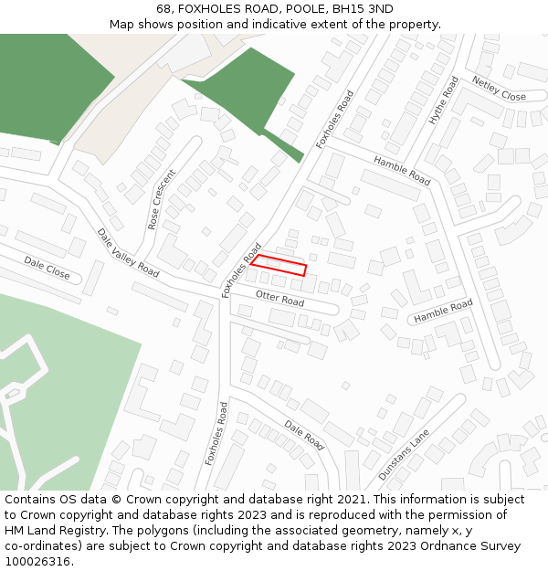 68, FOXHOLES ROAD, POOLE, BH15 3ND: Location map and indicative extent of plot