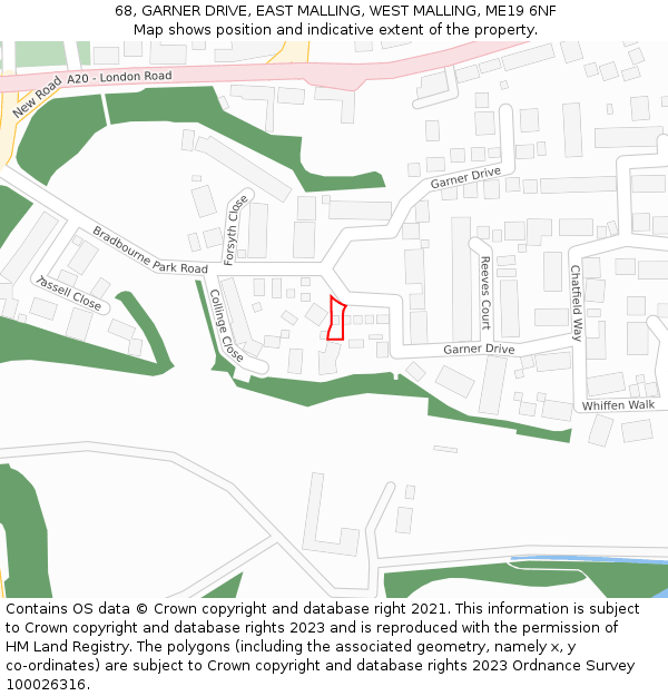 68, GARNER DRIVE, EAST MALLING, WEST MALLING, ME19 6NF: Location map and indicative extent of plot