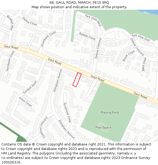 68, GAUL ROAD, MARCH, PE15 9RQ: Location map and indicative extent of plot