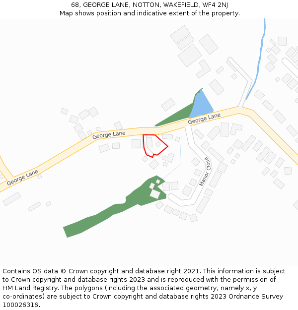 68, GEORGE LANE, NOTTON, WAKEFIELD, WF4 2NJ: Location map and indicative extent of plot