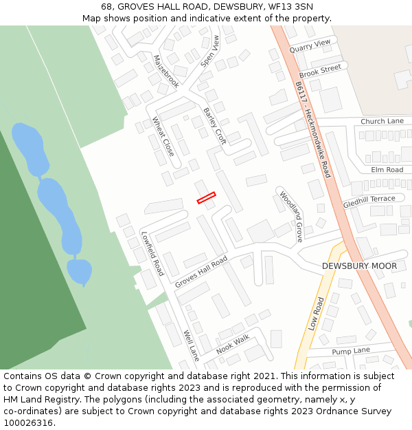 68, GROVES HALL ROAD, DEWSBURY, WF13 3SN: Location map and indicative extent of plot