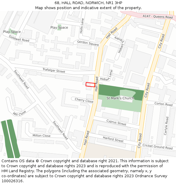 68, HALL ROAD, NORWICH, NR1 3HP: Location map and indicative extent of plot