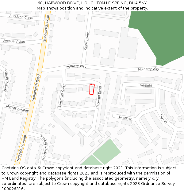 68, HARWOOD DRIVE, HOUGHTON LE SPRING, DH4 5NY: Location map and indicative extent of plot