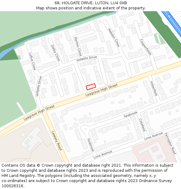 68, HOLGATE DRIVE, LUTON, LU4 0XB: Location map and indicative extent of plot
