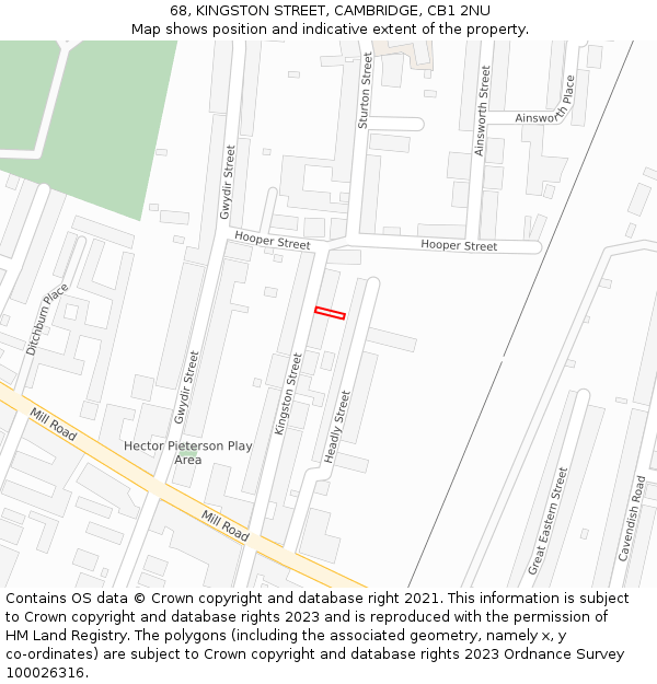 68, KINGSTON STREET, CAMBRIDGE, CB1 2NU: Location map and indicative extent of plot