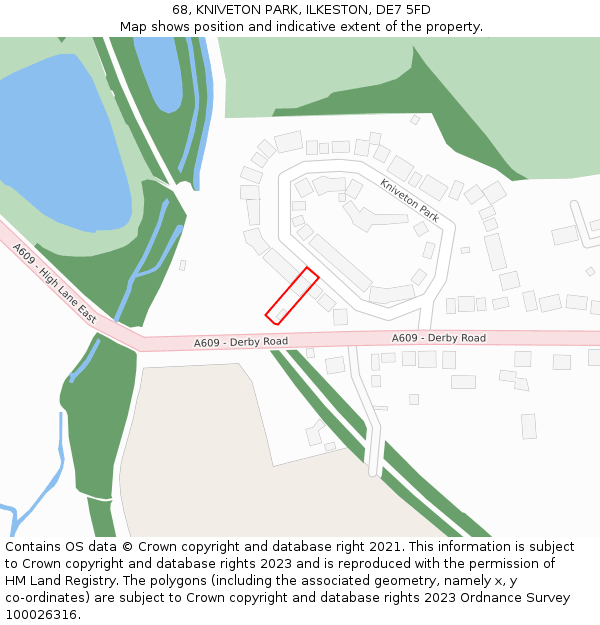 68, KNIVETON PARK, ILKESTON, DE7 5FD: Location map and indicative extent of plot