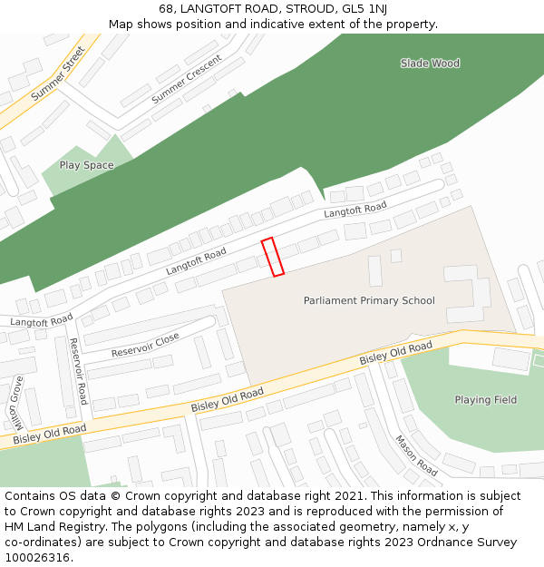 68, LANGTOFT ROAD, STROUD, GL5 1NJ: Location map and indicative extent of plot