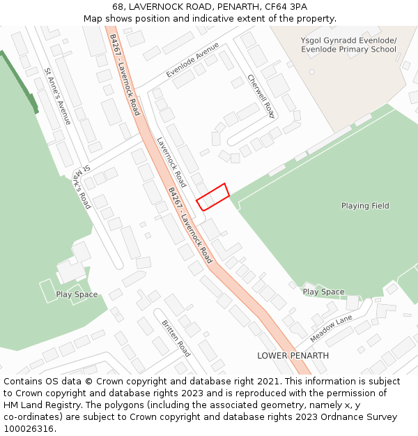 68, LAVERNOCK ROAD, PENARTH, CF64 3PA: Location map and indicative extent of plot