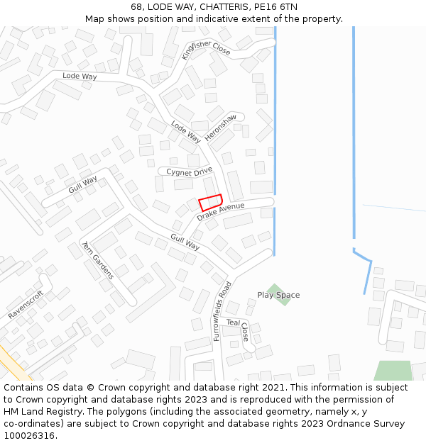 68, LODE WAY, CHATTERIS, PE16 6TN: Location map and indicative extent of plot