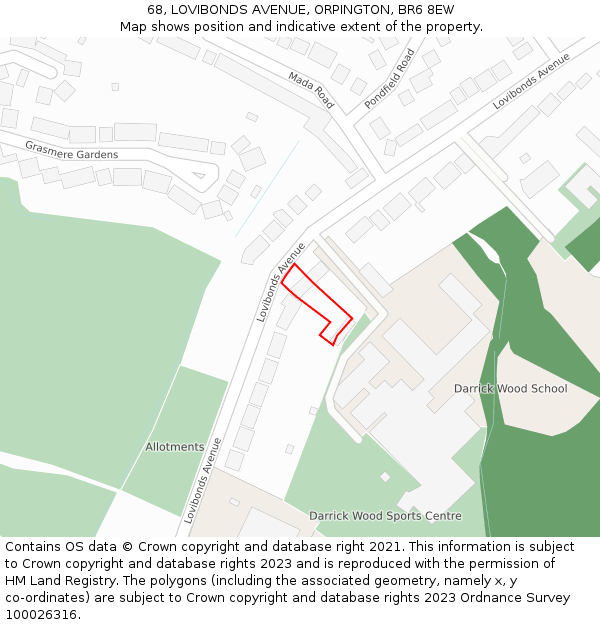 68, LOVIBONDS AVENUE, ORPINGTON, BR6 8EW: Location map and indicative extent of plot