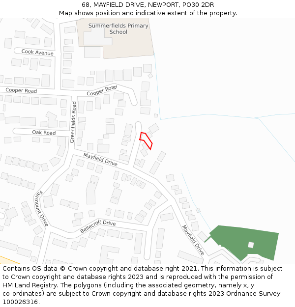 68, MAYFIELD DRIVE, NEWPORT, PO30 2DR: Location map and indicative extent of plot