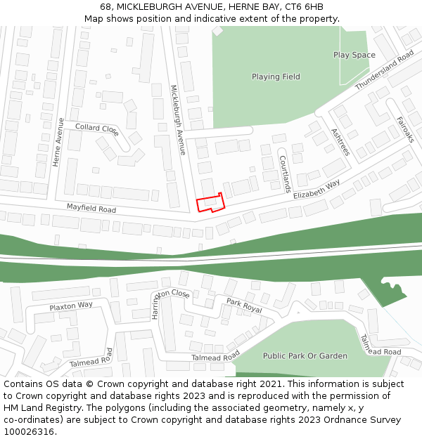 68, MICKLEBURGH AVENUE, HERNE BAY, CT6 6HB: Location map and indicative extent of plot