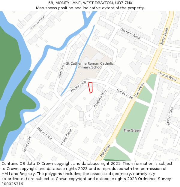 68, MONEY LANE, WEST DRAYTON, UB7 7NX: Location map and indicative extent of plot