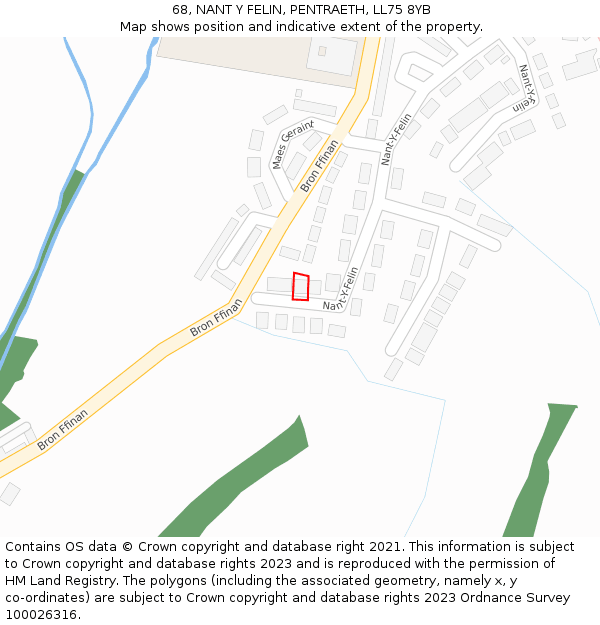 68, NANT Y FELIN, PENTRAETH, LL75 8YB: Location map and indicative extent of plot