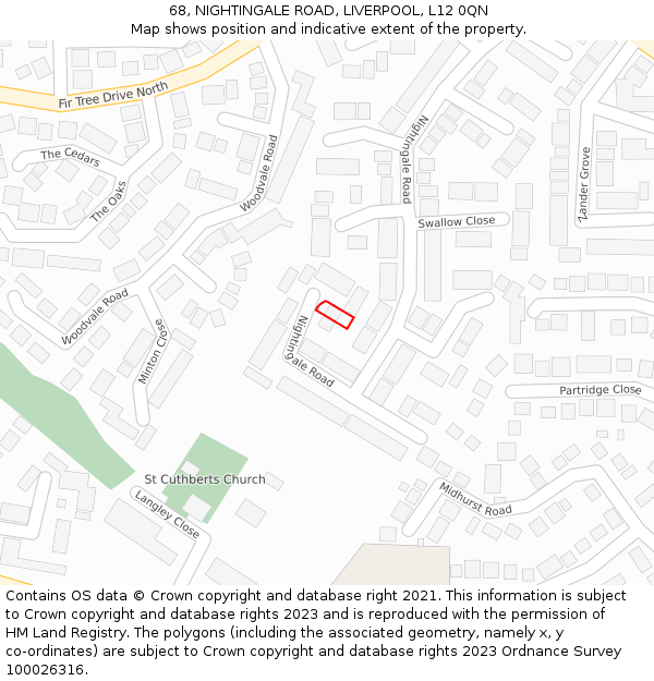 68, NIGHTINGALE ROAD, LIVERPOOL, L12 0QN: Location map and indicative extent of plot