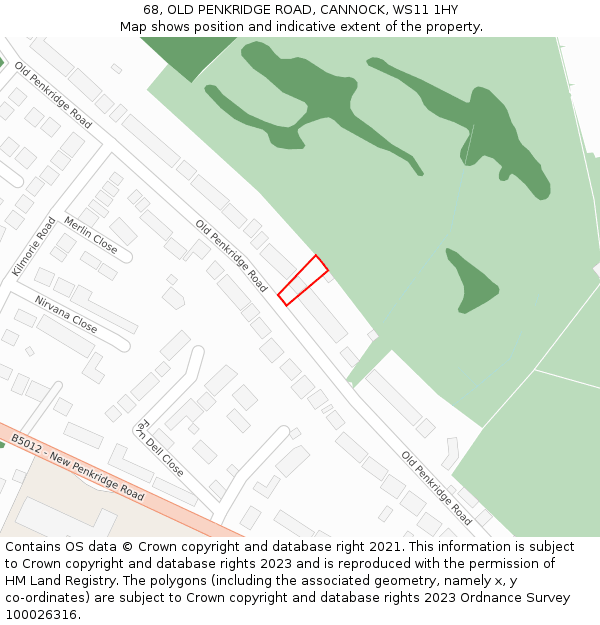68, OLD PENKRIDGE ROAD, CANNOCK, WS11 1HY: Location map and indicative extent of plot