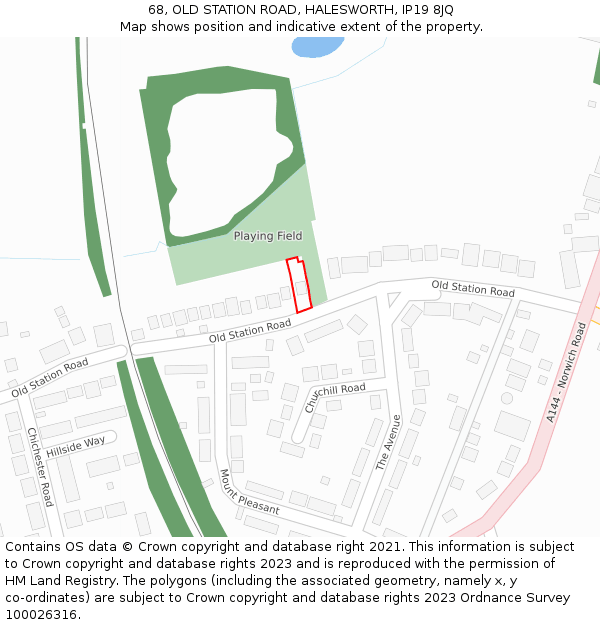 68, OLD STATION ROAD, HALESWORTH, IP19 8JQ: Location map and indicative extent of plot