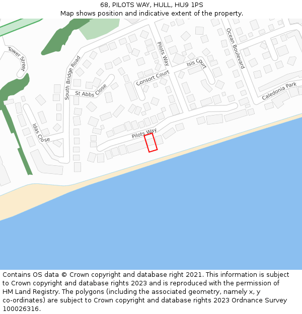 68, PILOTS WAY, HULL, HU9 1PS: Location map and indicative extent of plot