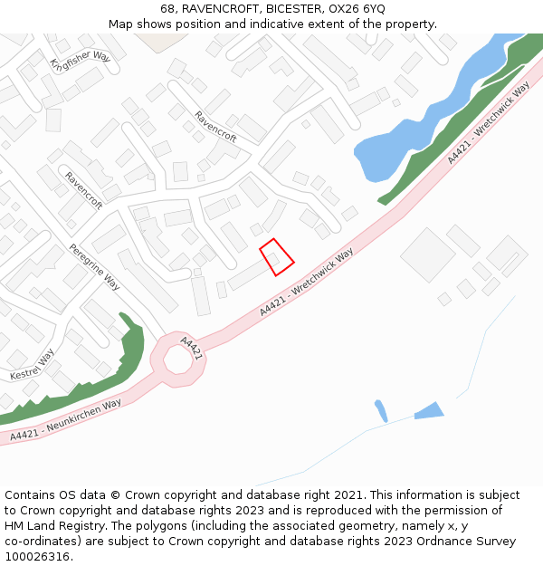 68, RAVENCROFT, BICESTER, OX26 6YQ: Location map and indicative extent of plot