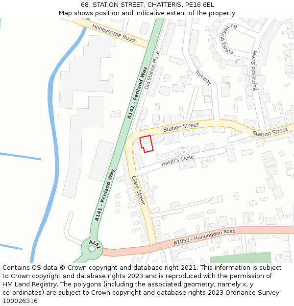 68, STATION STREET, CHATTERIS, PE16 6EL: Location map and indicative extent of plot