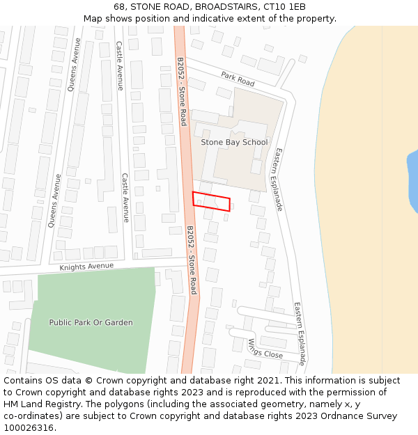 68, STONE ROAD, BROADSTAIRS, CT10 1EB: Location map and indicative extent of plot