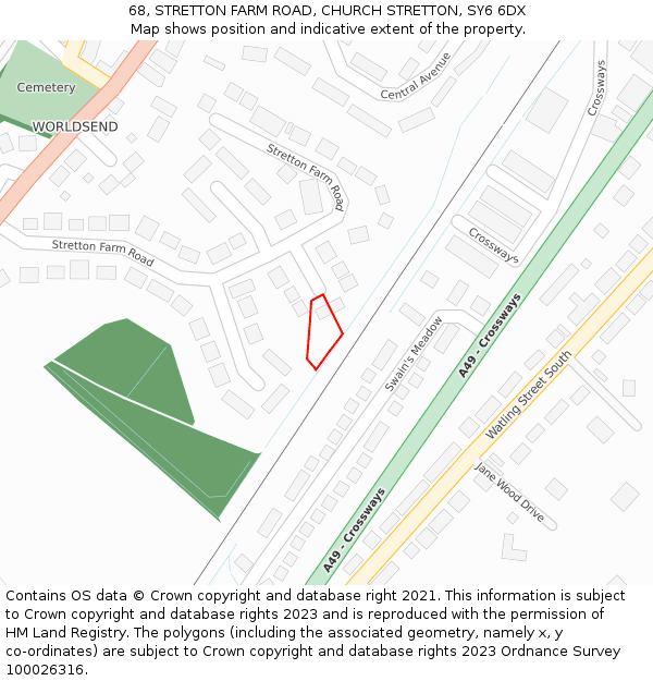 68, STRETTON FARM ROAD, CHURCH STRETTON, SY6 6DX: Location map and indicative extent of plot