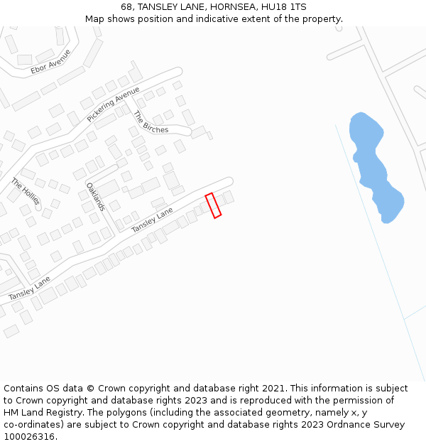 68, TANSLEY LANE, HORNSEA, HU18 1TS: Location map and indicative extent of plot