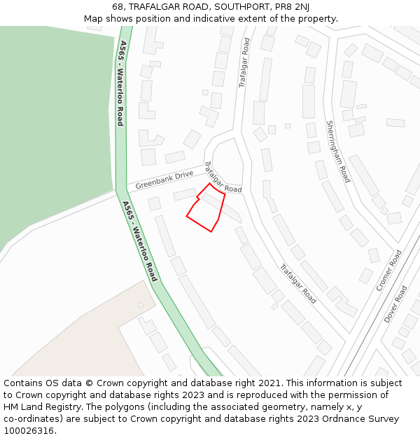 68, TRAFALGAR ROAD, SOUTHPORT, PR8 2NJ: Location map and indicative extent of plot