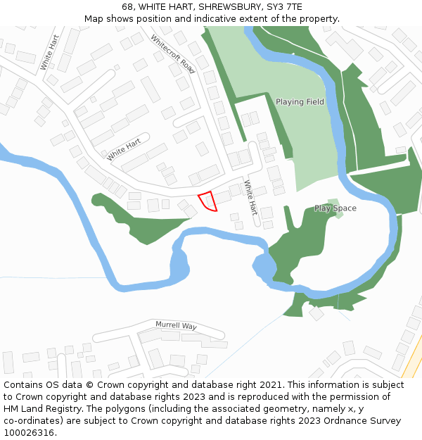 68, WHITE HART, SHREWSBURY, SY3 7TE: Location map and indicative extent of plot