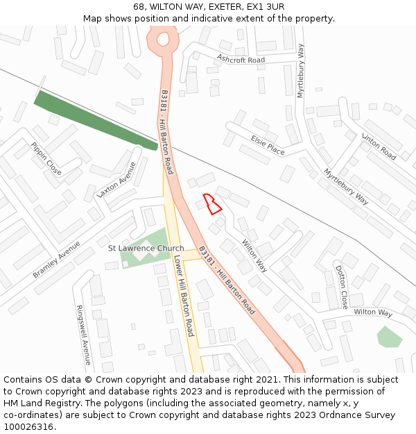 68, WILTON WAY, EXETER, EX1 3UR: Location map and indicative extent of plot