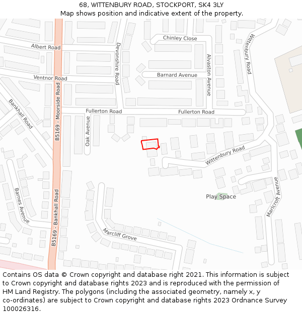 68, WITTENBURY ROAD, STOCKPORT, SK4 3LY: Location map and indicative extent of plot