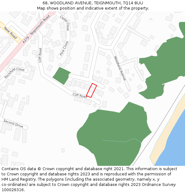 68, WOODLAND AVENUE, TEIGNMOUTH, TQ14 8UU: Location map and indicative extent of plot