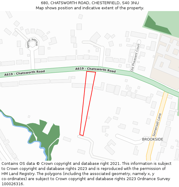 680, CHATSWORTH ROAD, CHESTERFIELD, S40 3NU: Location map and indicative extent of plot